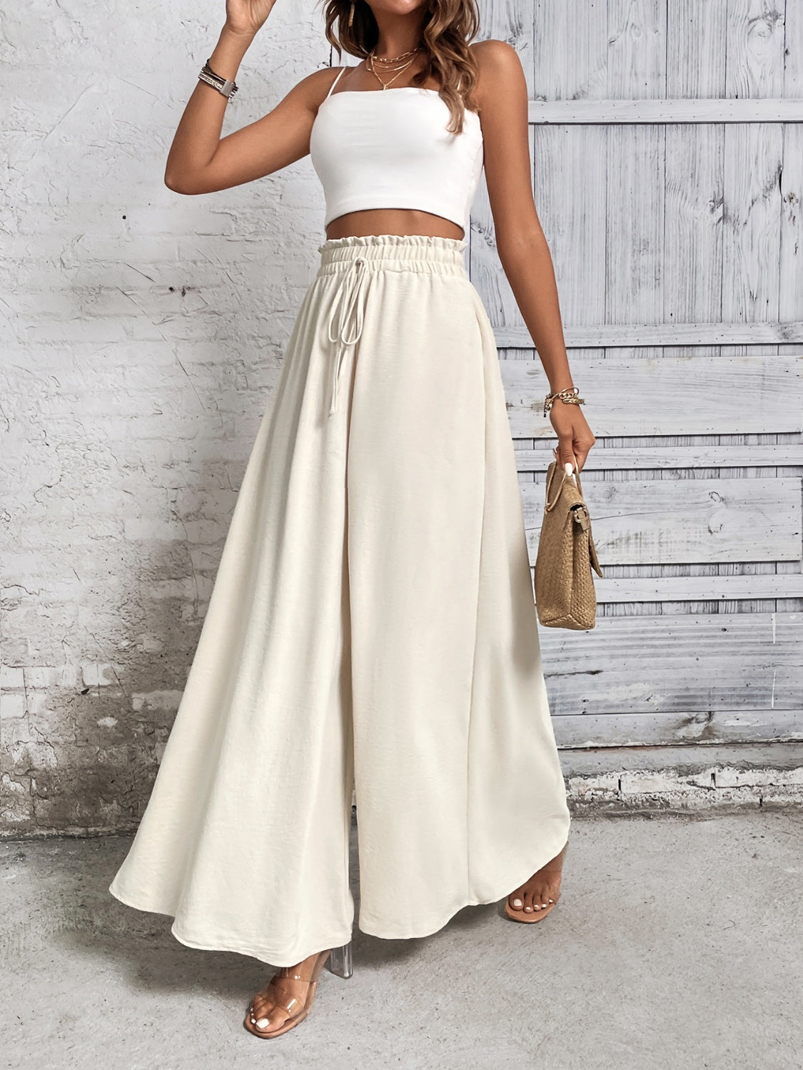 Honey Tied High Waist Wide Leg Pants - VINE GLOBAL