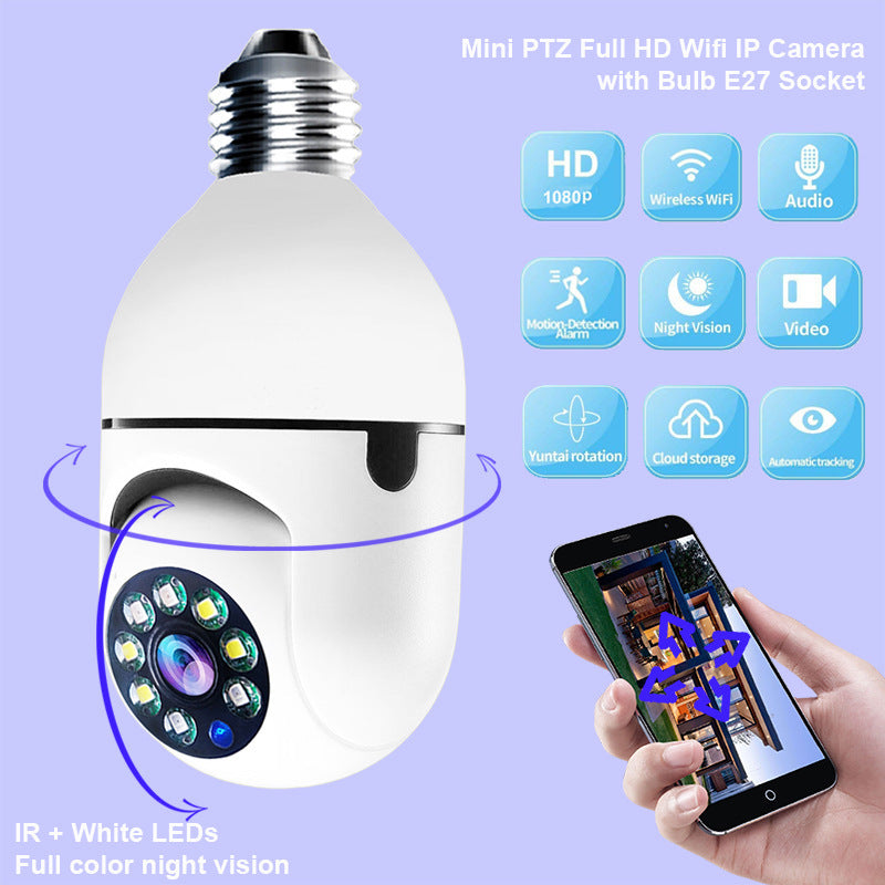 WiFi CAMERA 1080P Bulb 4X Zoom Camera E27 Home 5GWiFi Alarm Monitor - VINE GLOBAL