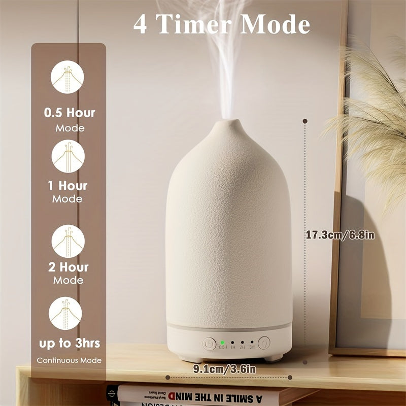 Ceramic Aromatherapy Diffuser with 7-Color Lights, Auto Off, Classic Design—Available in White, Black, and Woodgrain. - VINE GLOBAL