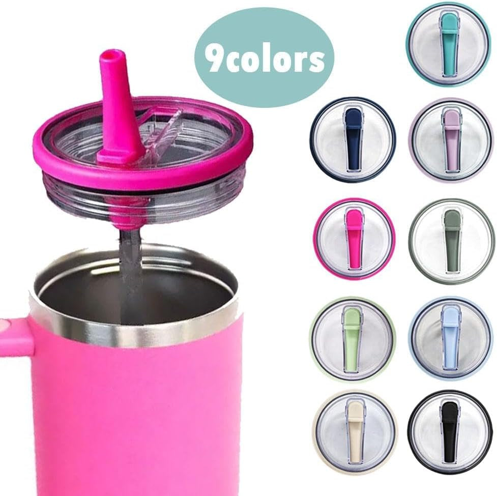 40 Oz Tumbler Lid Replacement Fit for Stanley Cup,Spill Proof Splash Resistant Tumbler Lids,Tumbler Flip Straw Lid,Replaceble Tumbler Flip Straw Lid,Reusable Tumbler Cover for Stanley Cup