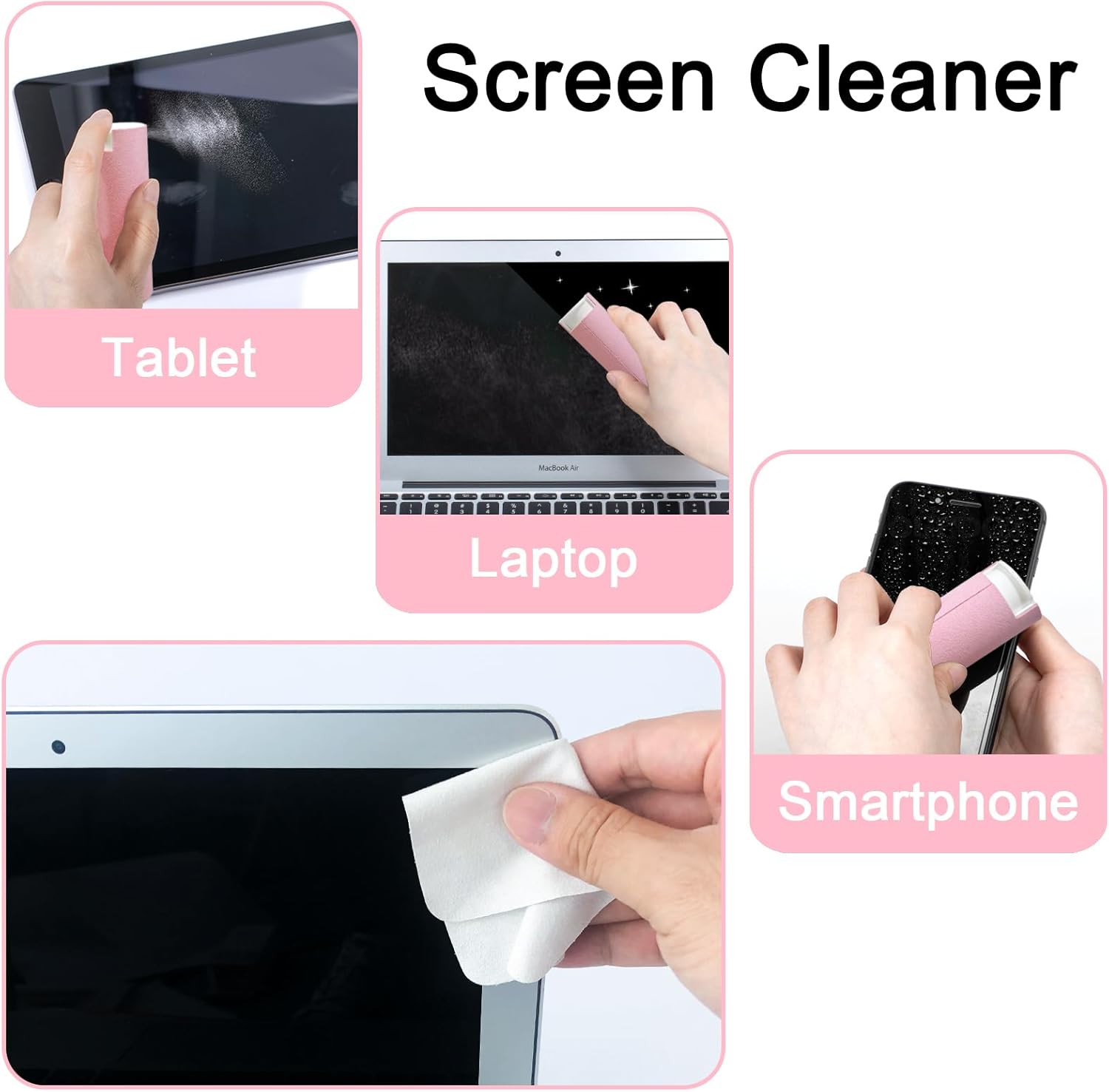 Car Screen Cleaner Spray, Electronic Touchscreen Mist Cleaning Brush Kit for TV, Laptop, iPad, iPhone, Cellphone, MacBook Pro, Tablet, PC, Computer, Monitor, LCD Screens, Eyeglasses - Cream - VINE GLOBAL