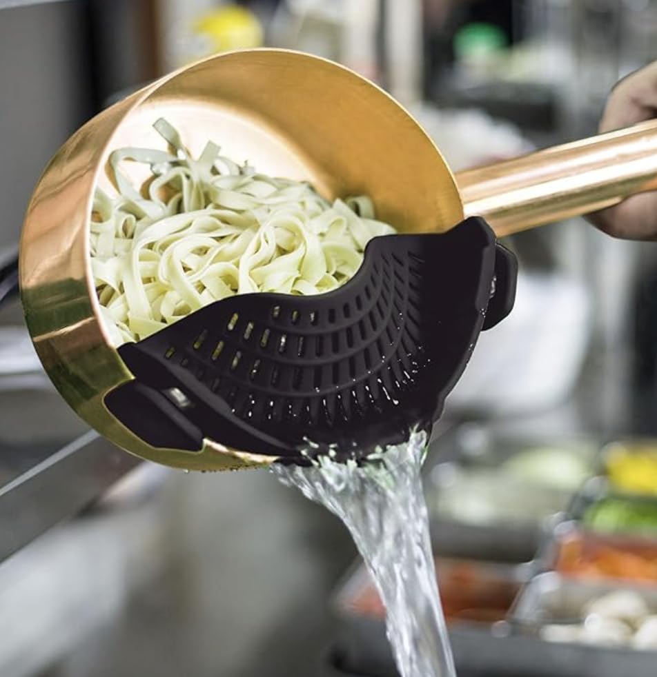 Clip On Silicone Strainer for Pots and Pans, Pasta Strainer - VINE GLOBAL