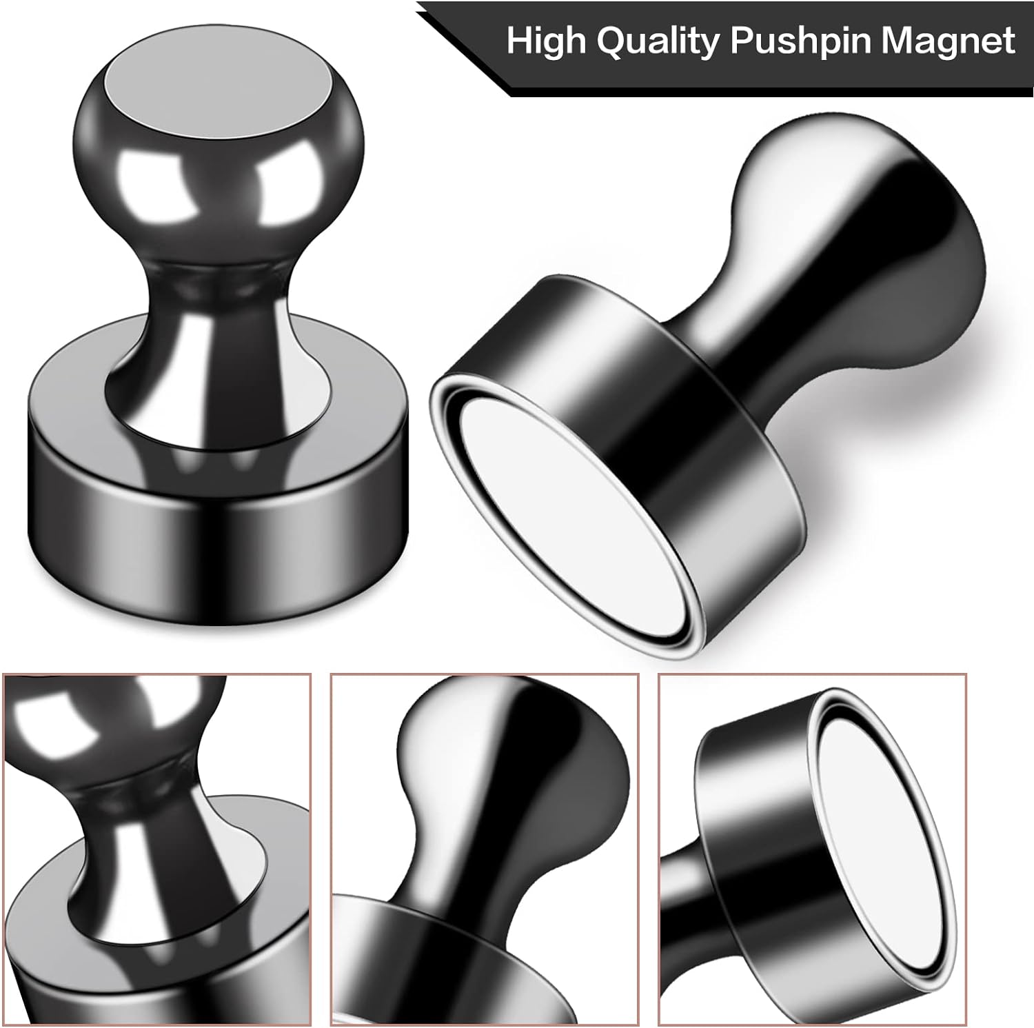 12Pcs Black Fridge Magnets, Small and Strong Magnets for Whiteboard - VINE GLOBAL