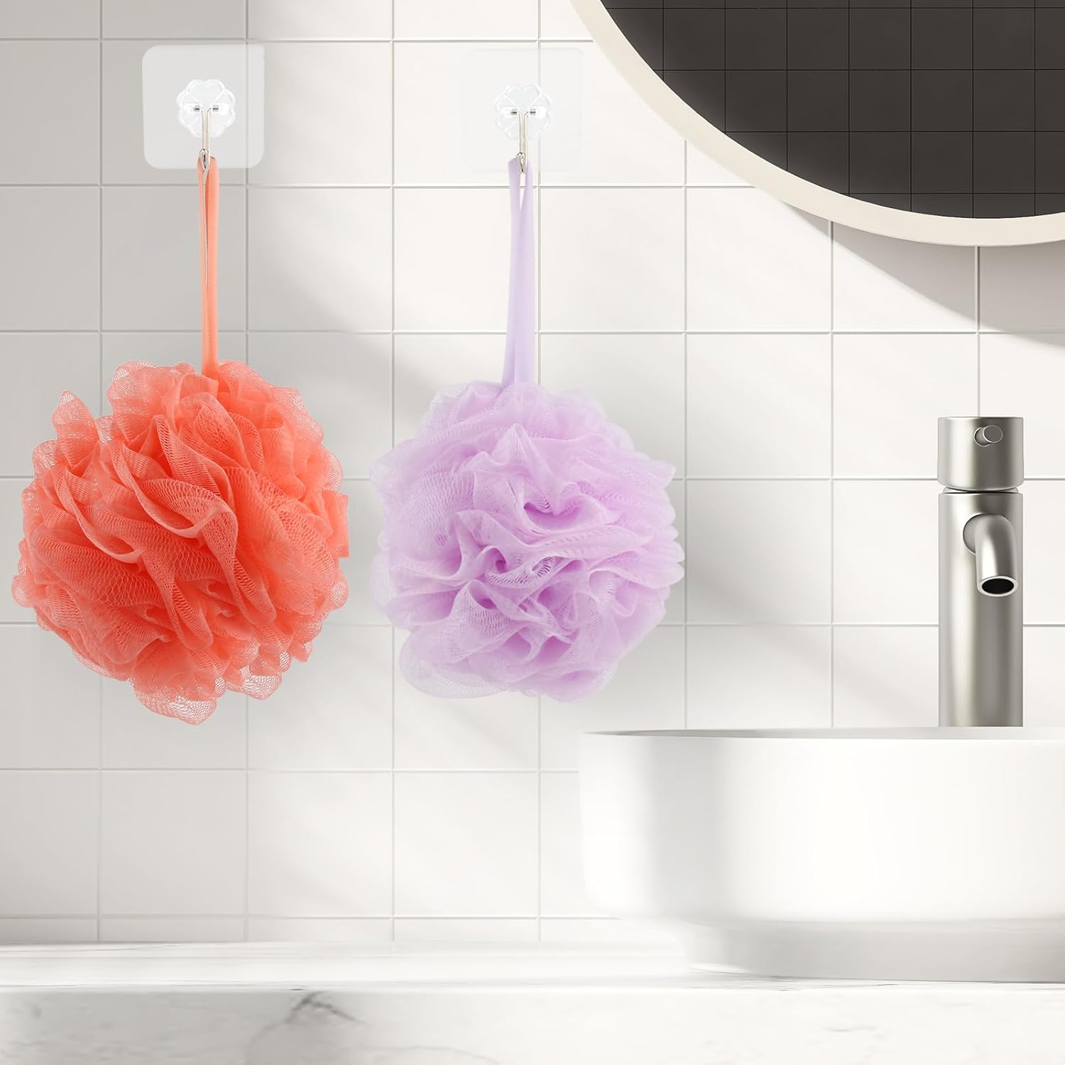 4-Pack Bath Sponges Shower Loofahs Mesh Balls Sponge for Body Wash Bathroom Men Women - VINE GLOBAL