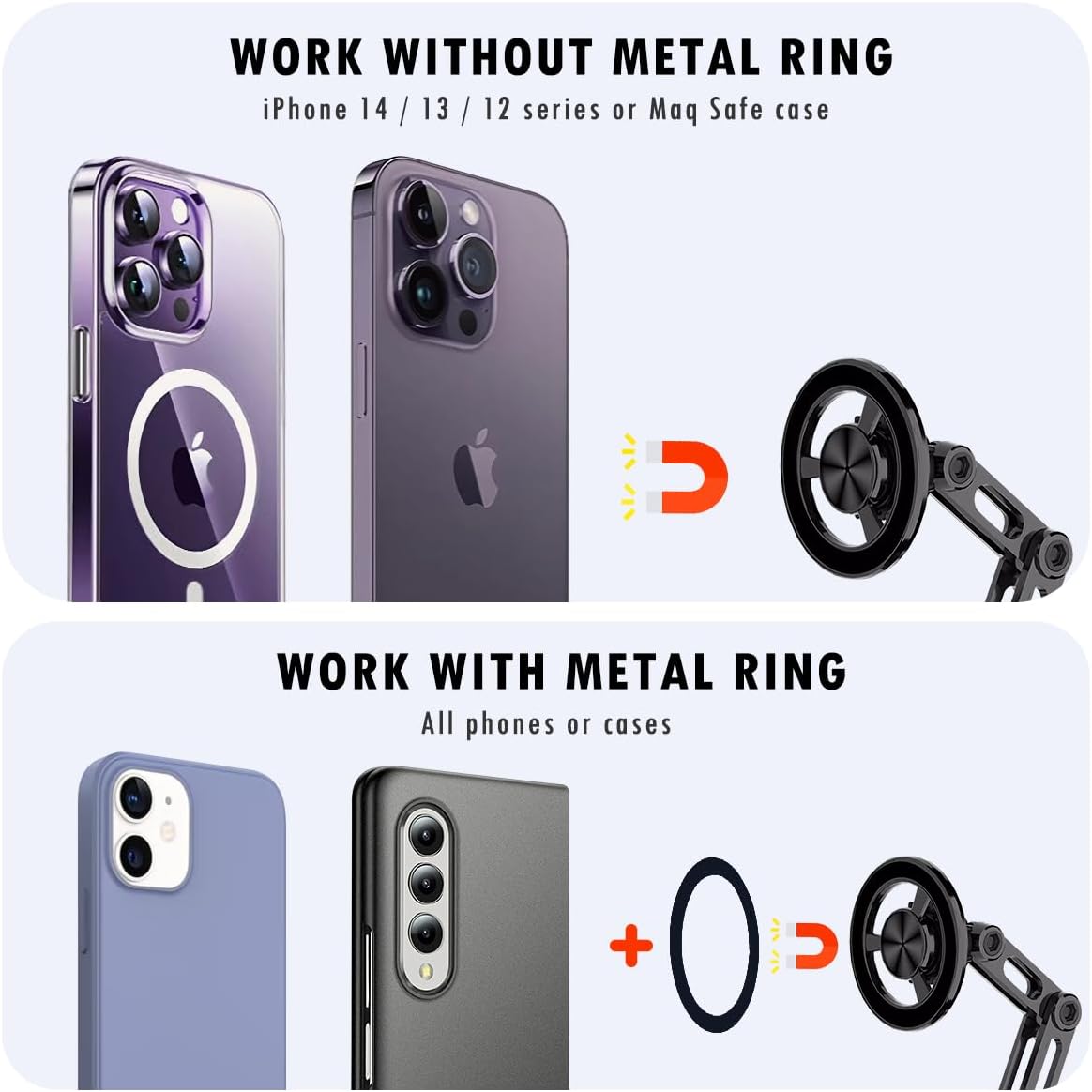 Universal 360° Magnetic Car Phone Holder| Alloy Folding Magnetic Cellphone Holder for All Smartphone - VINE GLOBAL