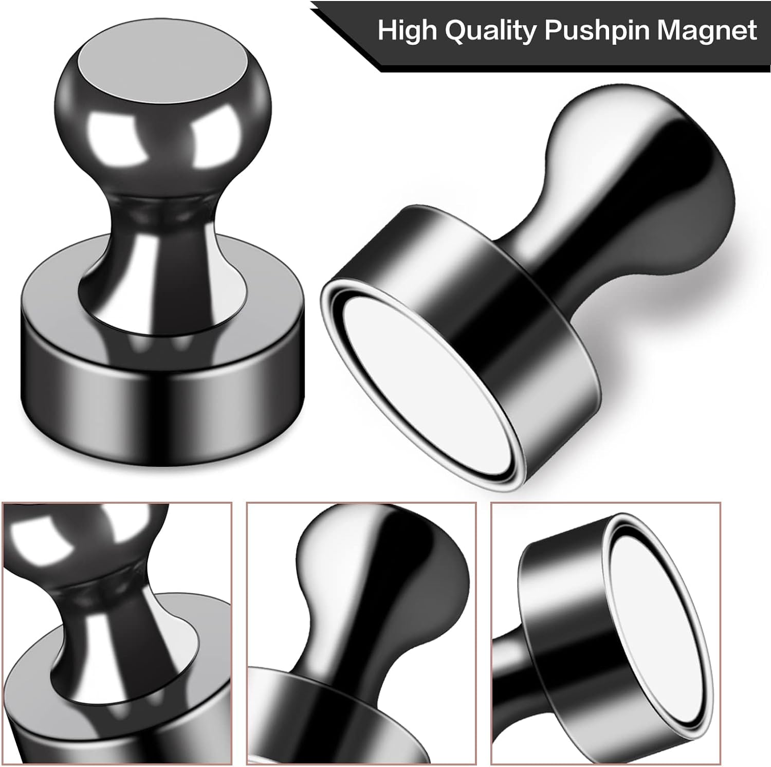 12Pcs Black Fridge Magnets, Small and Strong Magnets for Whiteboard - VINE GLOBAL