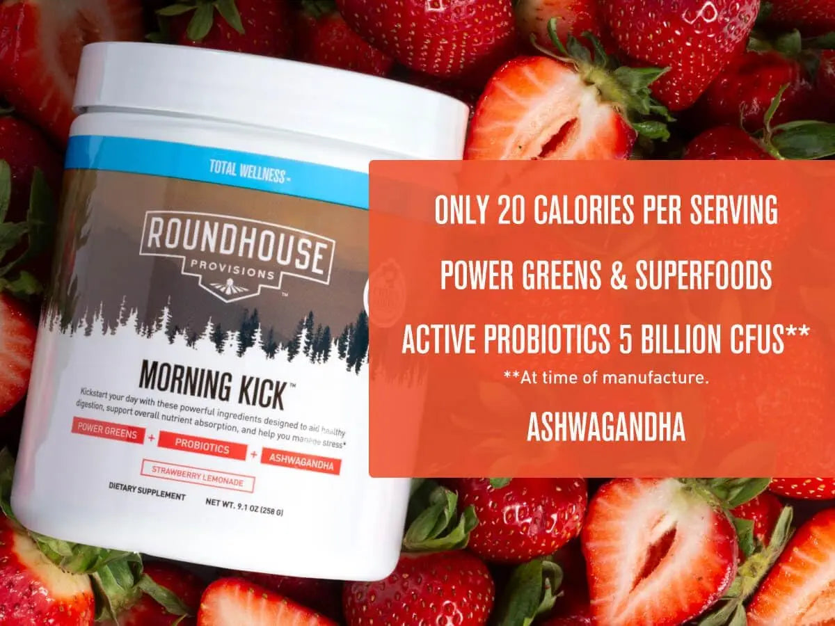 Morning Kick, Greens Superfood Powder Supplement with Ashwaganda, Collagen, Probiotics, Supports Energy Levels, 30 Servings (Strawberry Lemonade) by Chuck Norris VINE GLOBAL