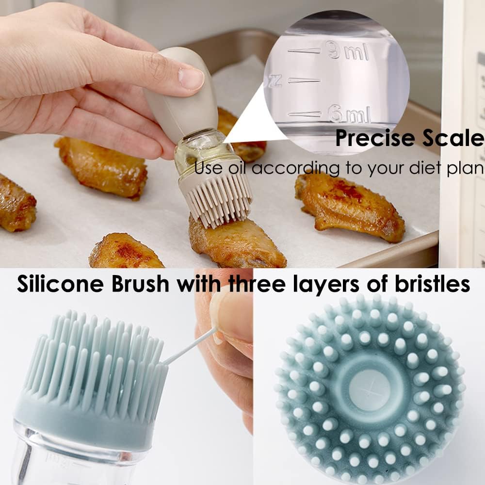 Oil Dispenser with Brush - Glass Olive Oil Dispenser for Kitchen, 2 IN 1 Oil Dispenser Bottle - VINE GLOBAL