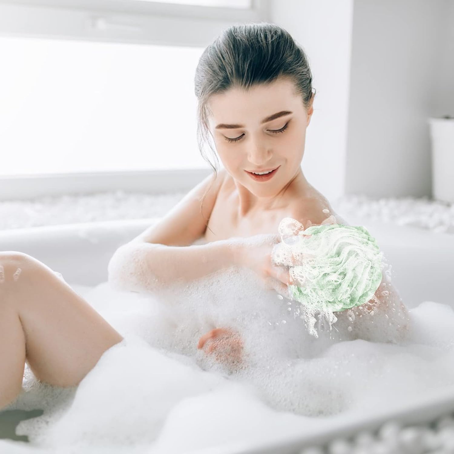 4-Pack Bath Sponges Shower Loofahs Mesh Balls Sponge for Body Wash Bathroom Men Women - VINE GLOBAL