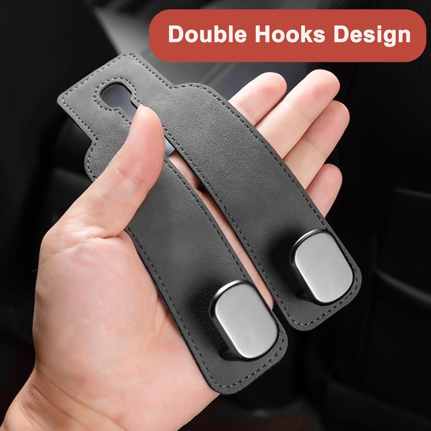 Amelity Car Hooks for Headrest, Car Seat Back Storage Hook for Headrest, Headrest Hooks for Purses and Bags, Car Hooks Leather (Black-2 Pack) - VINE GLOBAL