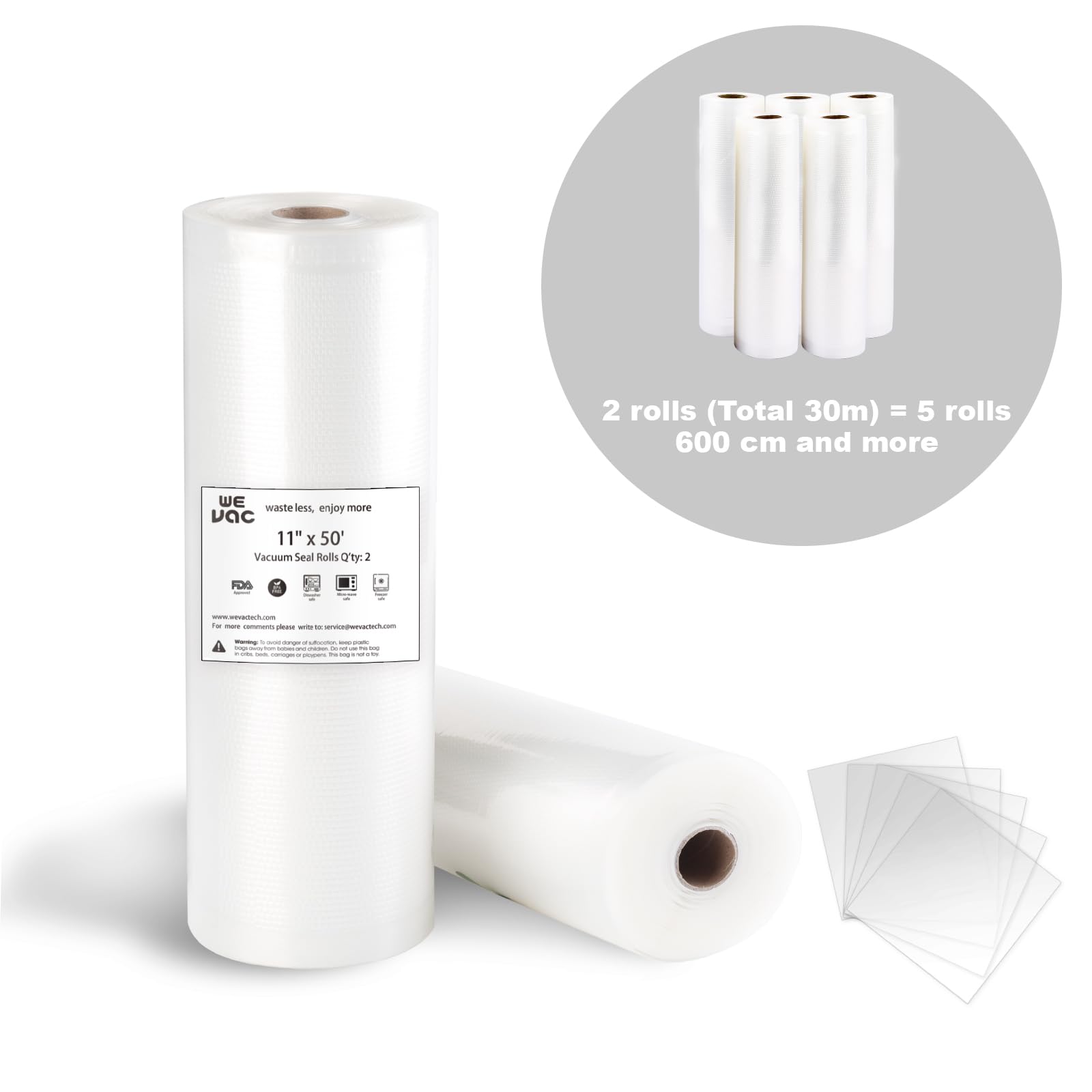 Vacuum Sealer Bags 8x50 Rolls 2 pack for Food Saver, Seal a Meal, Weston. Commercial Grade, BPA Free, Heavy Duty, Great for vac storage, Meal Prep or Sous Vide - VINE GLOBAL