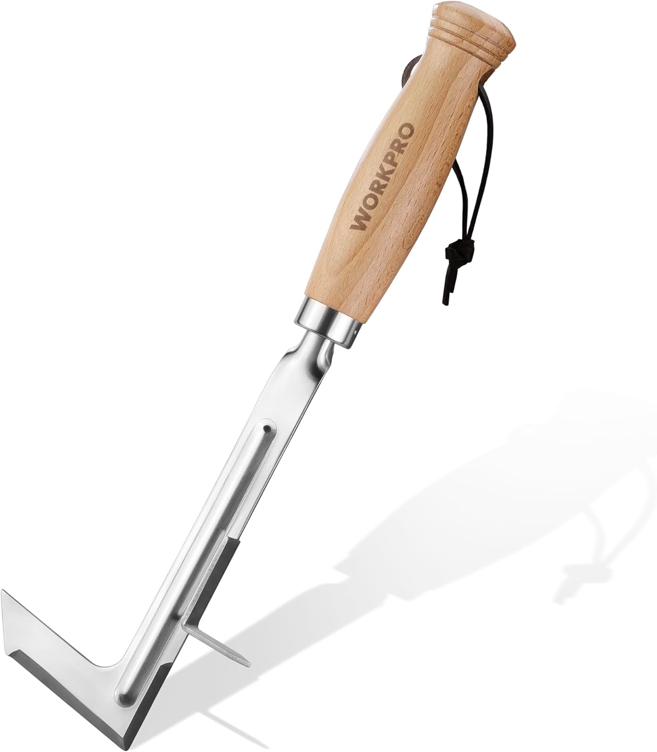 Crack Weeder, 12" Stainless Steel Crevice Weeding Tool with Beech Wood Handle, L-Shaped Side-Walk Weed Puller Spatula, for Garden Lawn Yard Patio Terrace Paving Moss, Small Gardening Tool - VINE GLOBAL