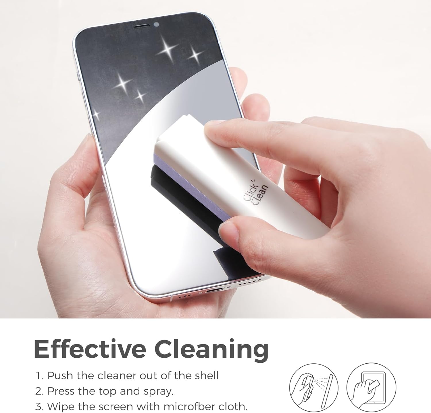 CLEAN Screen Cleaner, Fingerprint Proof Screen Cleaner Spray, All-in-One Cleaner with Microfiber and Shell for All Phones, Laptop and Tablet Screens (Black) - VINE GLOBAL