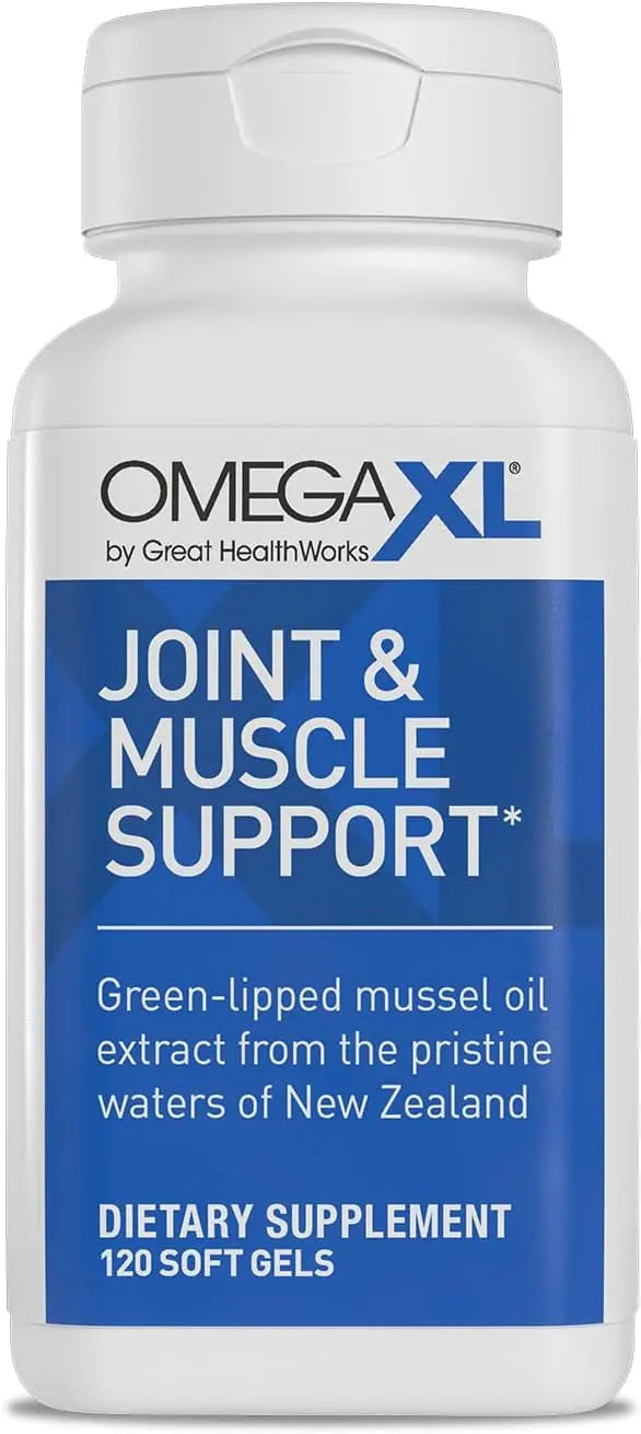 OmegaXL Joint Support Supplement - Natural Muscle Support, Green Lipped Mussel Oil, Soft Gel Pills, Drug-Free, 120 Count VINE GLOBAL