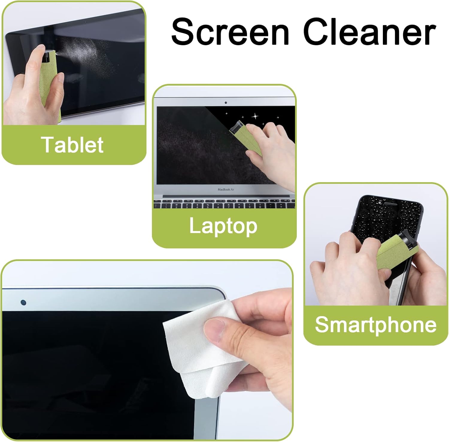 Car Screen Cleaner Spray, Electronic Touchscreen Mist Cleaning Brush Kit for TV, Laptop, iPad, iPhone, Cellphone, MacBook Pro, Tablet, PC, Computer, Monitor, LCD Screens, Eyeglasses - Cream - VINE GLOBAL