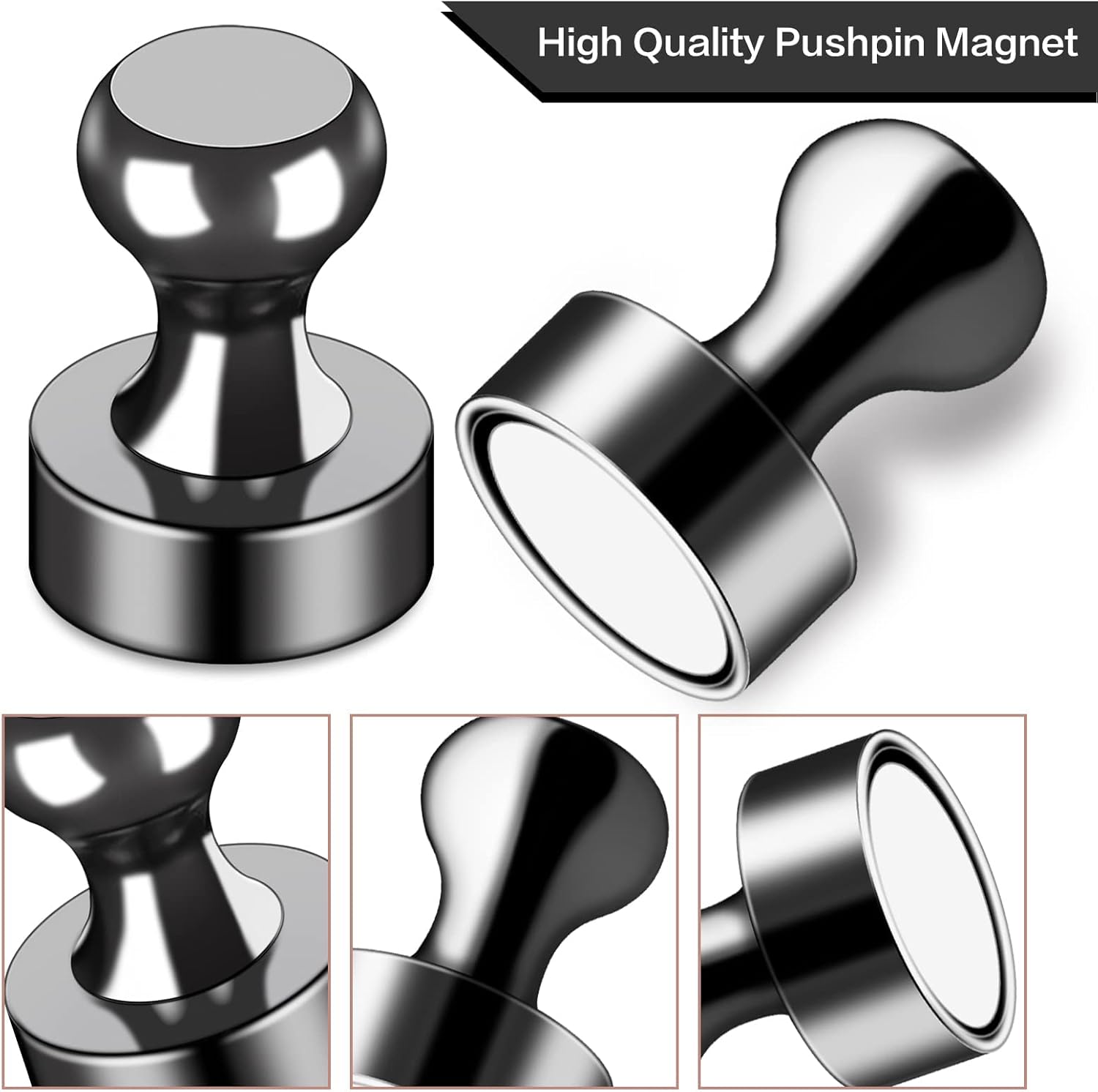 12Pcs Black Fridge Magnets, Small and Strong Magnets for Whiteboard - VINE GLOBAL