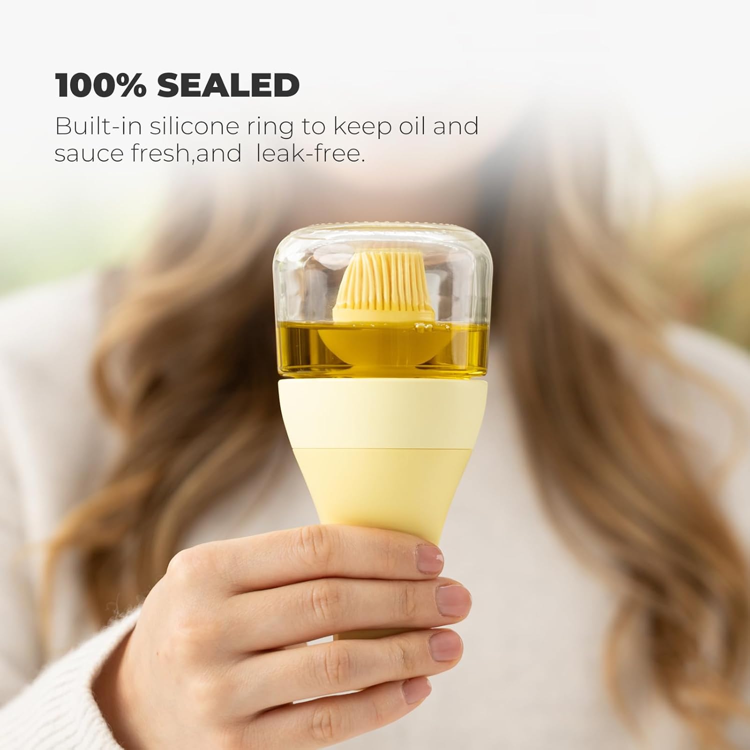Zuutii Oil Dispenser with Silicone Brush for Cooking,Glass Oil Bottle with Heat Resistant Basting Brushes for Baking, Food Brush for Grilling, Butter, BBQ Sauce，Dishwasher Safe,4.4oz,Light Cream - VINE GLOBAL