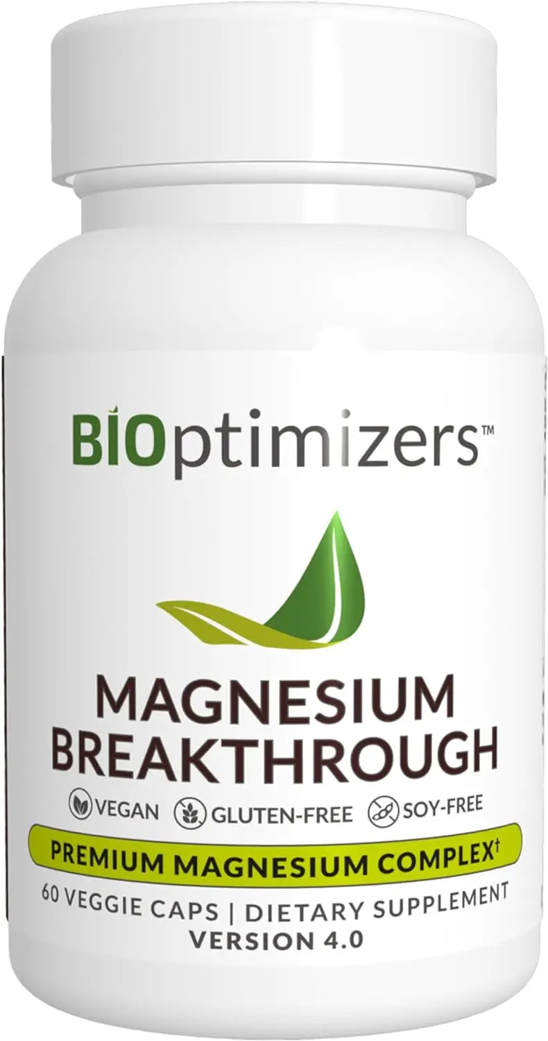 BiOptimizers Magnesium Breakthrough Supplement 4.0 - Has 7 Forms of Magnesium: Glycinate, Malate, Citrate, and More - Natural Sleep and Brain Supplement - 60 Capsules VINE GLOBAL