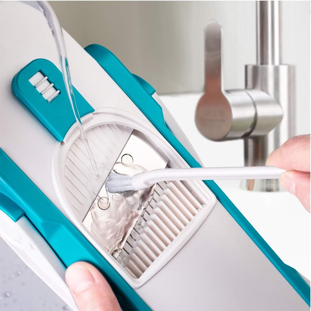 ONCE FOR ALL Safe Mandoline Slicer 5 in 1 Vegetable Chopper Food Potato Cutter, Strips Julienne Dicer Adjustable Thickness 0.1-8 mm Kitchen Chopping Artifact Fast Meal Prep (Gray) - VINE GLOBAL