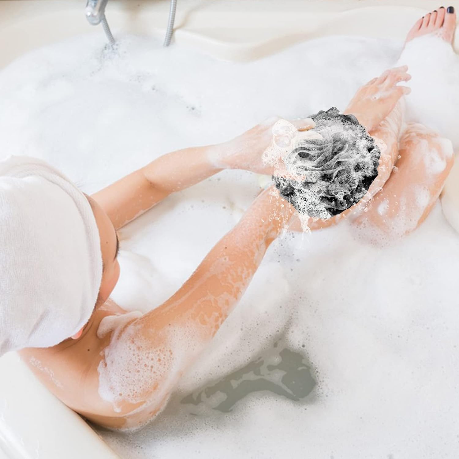 4-Pack Bath Sponges Shower Loofahs Mesh Balls Sponge for Body Wash Bathroom Men Women - VINE GLOBAL