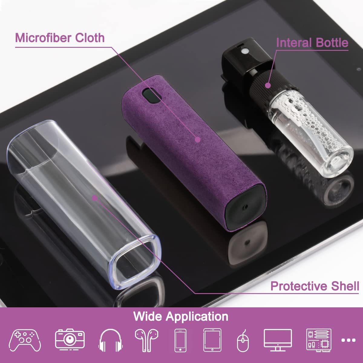 Car Screen Cleaner Spray, Electronic Touchscreen Mist Cleaning Brush Kit for TV, Laptop, iPad, iPhone, Cellphone, MacBook Pro, Tablet, PC, Computer, Monitor, LCD Screens, Eyeglasses - Cream - VINE GLOBAL