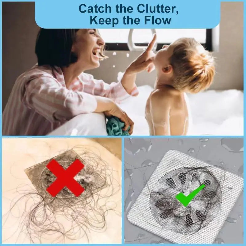 Disposable Shower Drain Cover Hair Catcher 4" X 4" Mesh Stickers for Bathroom, Laundry, Bathtub, Kitchen, and Sink (60) VINE GLOBAL
