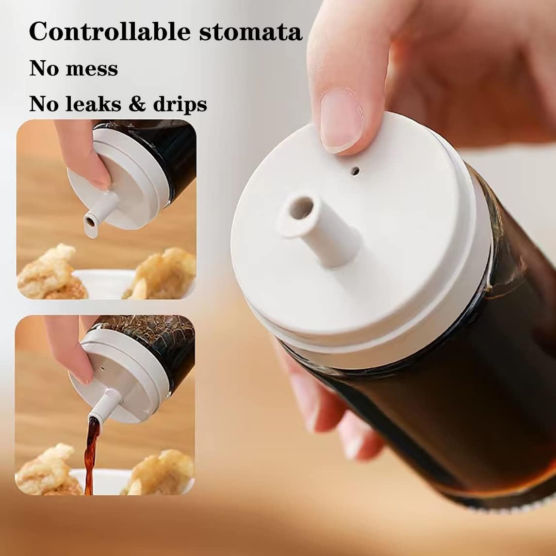 2 Pack Olive Oil and Vinegar Dispenser Bottle Set for Kitchen Small Glass Leak-Proof No Drip BPA Free Cooking Oil Container 3.38oz - VINE GLOBAL