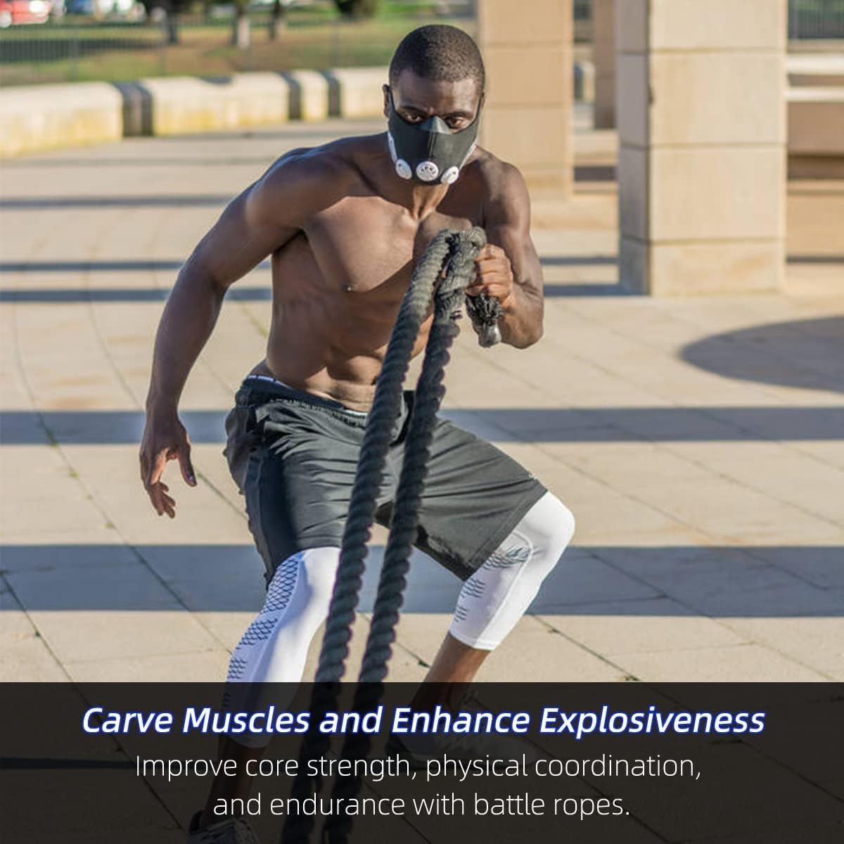 Battle Ropes 1.5 inch 30 ft - Polyester Workout Rope Heavy for Home Body Workouts VINE GLOBAL