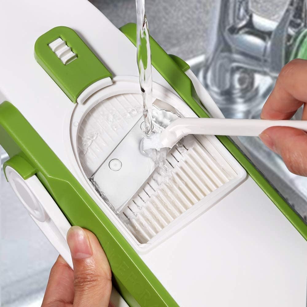 ONCE FOR ALL Safe Mandoline Slicer 5 in 1 Vegetable Chopper Food Potato Cutter, Strips Julienne Dicer Adjustable Thickness 0.1-8 mm Kitchen Chopping Artifact Fast Meal Prep (Gray) - VINE GLOBAL