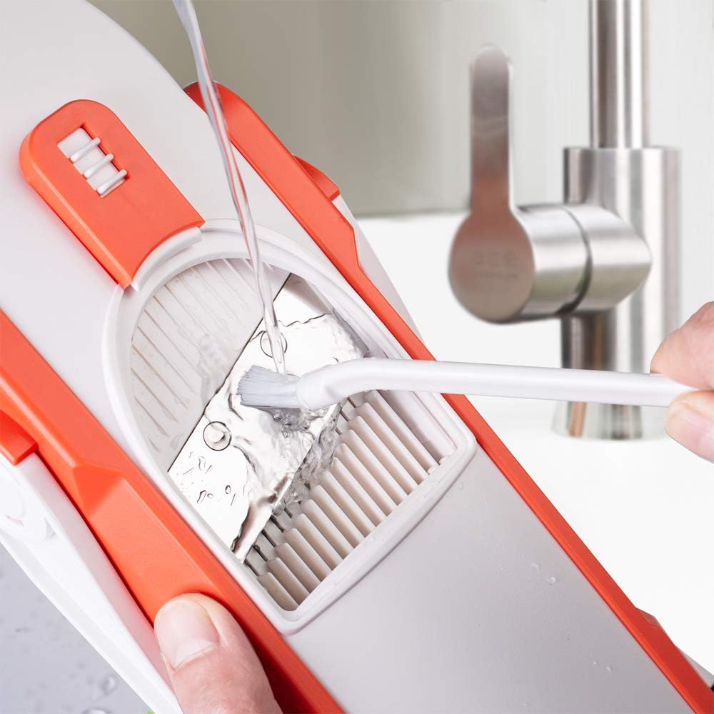 ONCE FOR ALL Safe Mandoline Slicer 5 in 1 Vegetable Chopper Food Potato Cutter, Strips Julienne Dicer Adjustable Thickness 0.1-8 mm Kitchen Chopping Artifact Fast Meal Prep (Gray) - VINE GLOBAL