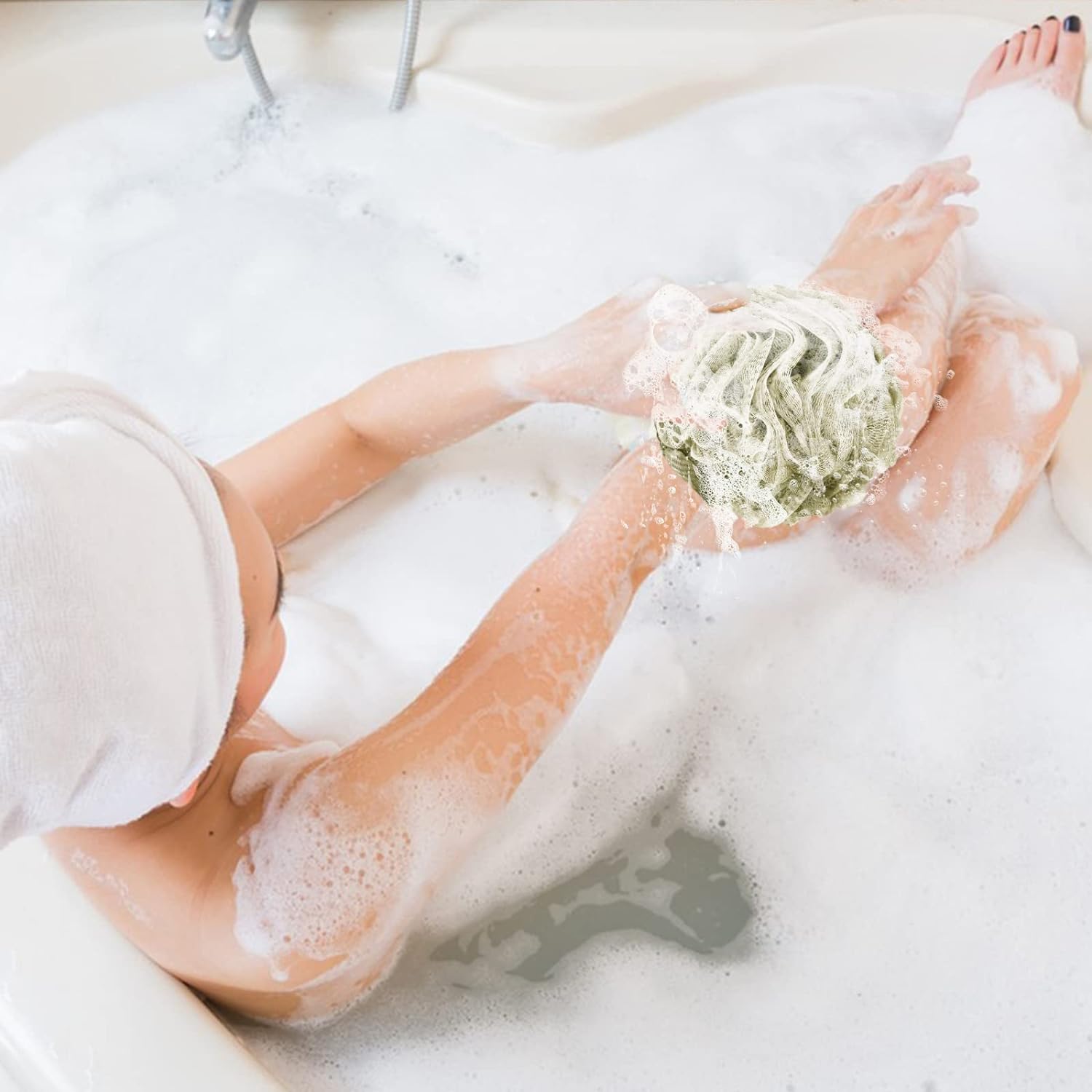 4-Pack Bath Sponges Shower Loofahs Mesh Balls Sponge for Body Wash Bathroom Men Women - VINE GLOBAL