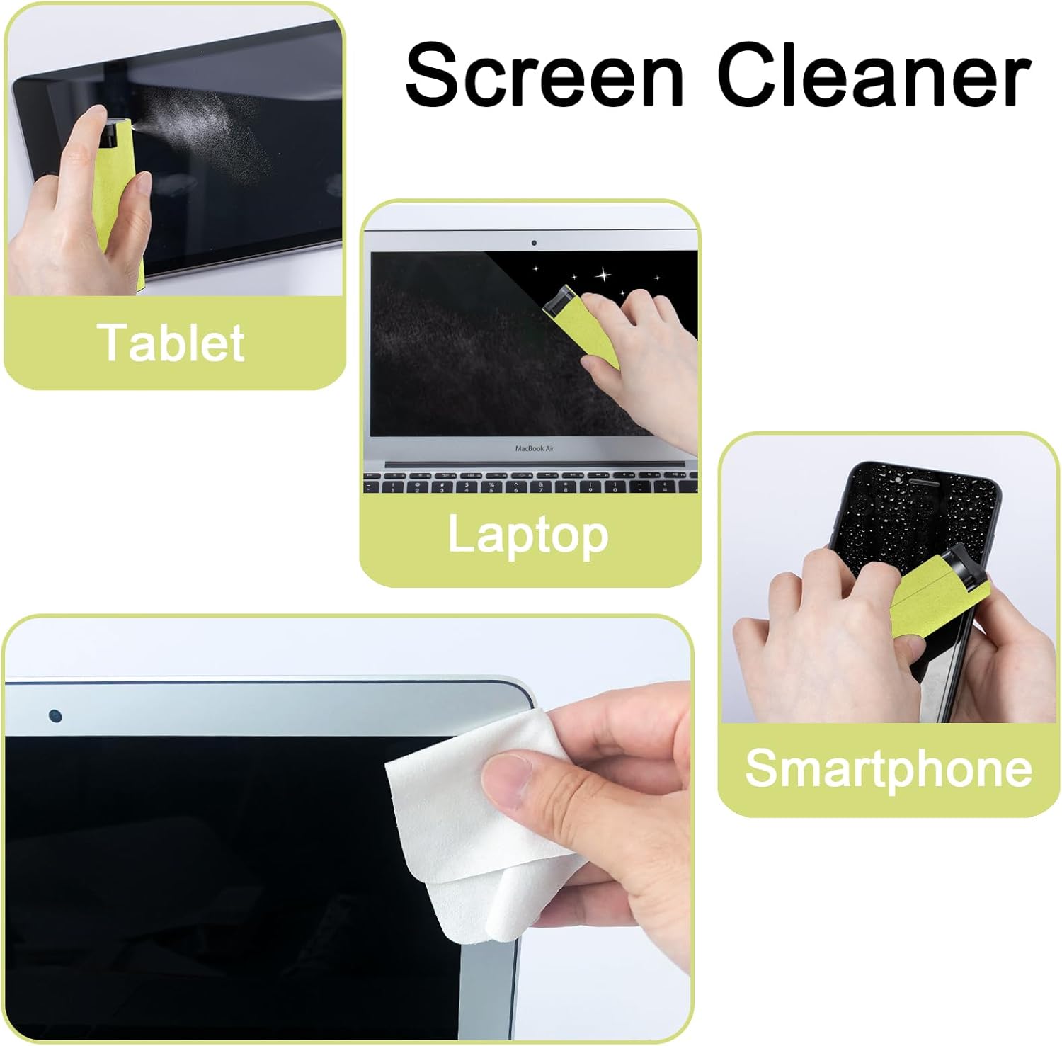 Car Screen Cleaner Spray, Electronic Touchscreen Mist Cleaning Brush Kit for TV, Laptop, iPad, iPhone, Cellphone, MacBook Pro, Tablet, PC, Computer, Monitor, LCD Screens, Eyeglasses - Cream - VINE GLOBAL