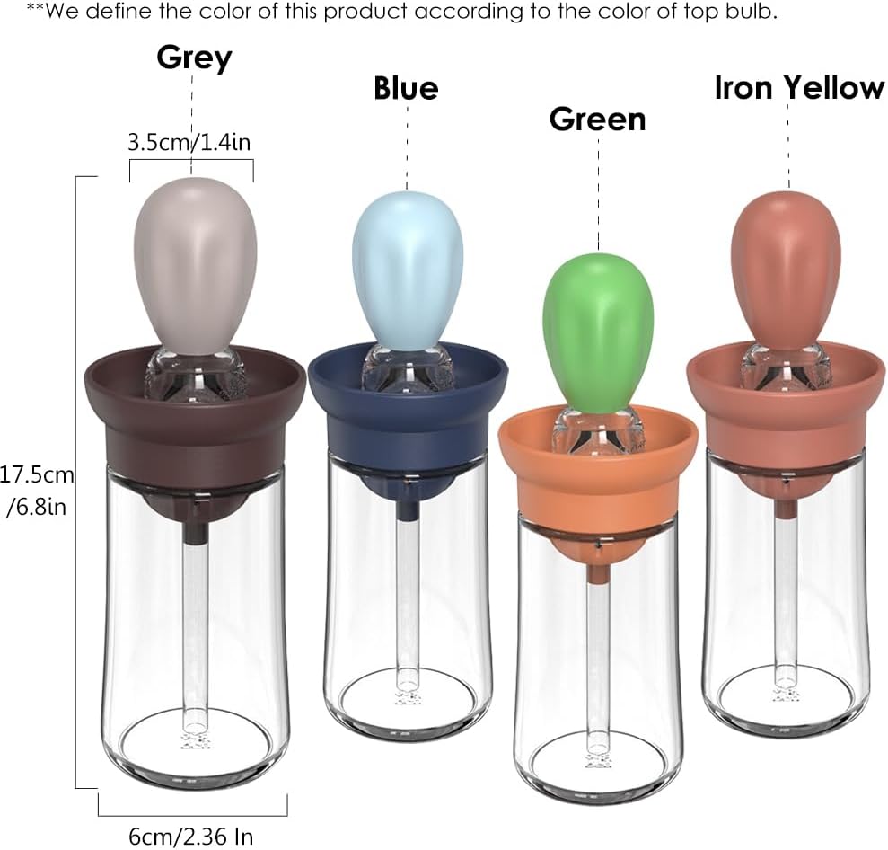 Oil Dispenser with Brush - Glass Olive Oil Dispenser for Kitchen, 2 IN 1 Oil Dispenser Bottle with Silicone Basting Brush for Cooking Vinegar Sauce BBQ Grill Frying, T-OB21, Blue - VINE GLOBAL