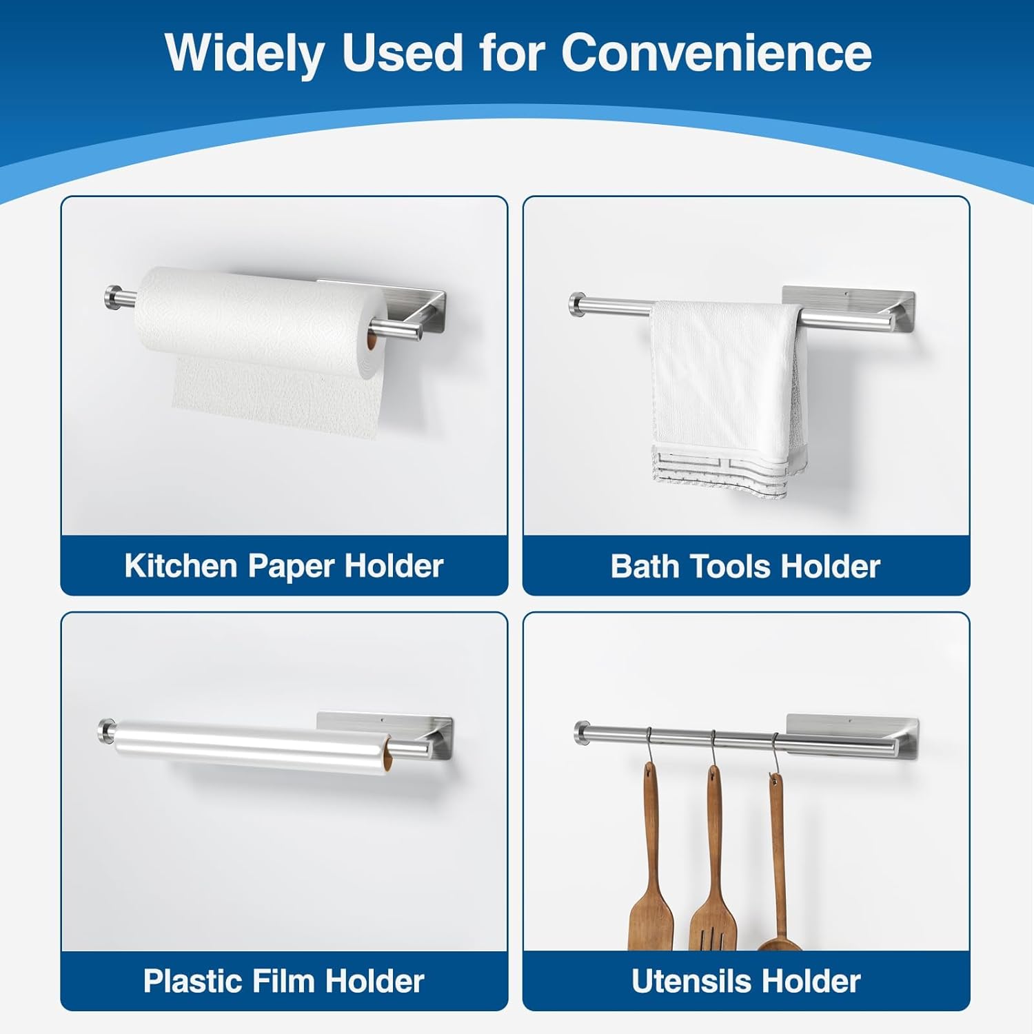 Paper Towel Holder - Self-Adhesive or Drilling VINE GLOBAL