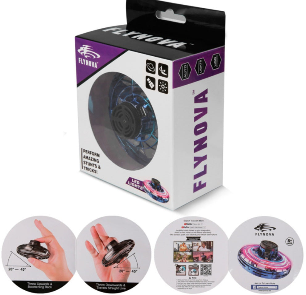 Mini Fingertip Gyro Interactive Decompression Toy Drone LED UFO Type Flying Helicopter Spinner Toy Kids - VINE GLOBAL