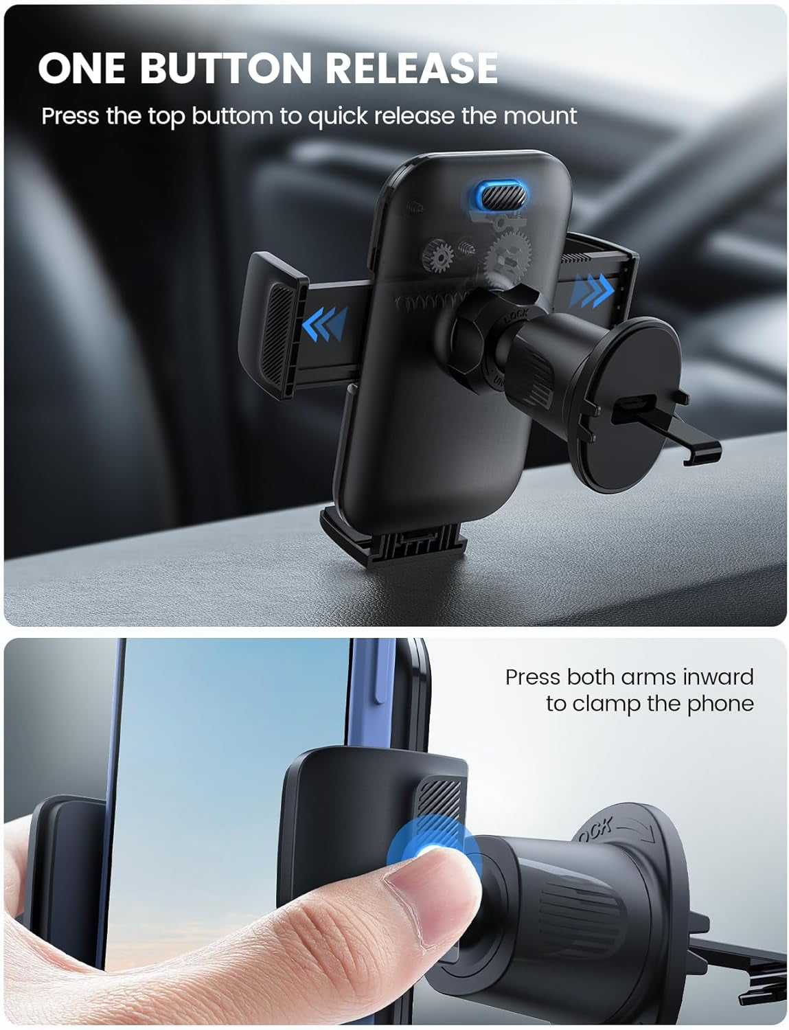 2024 Wider Clamp & Metal Hook Car Phone Holder Vent [Thick Cases Friendly] Phone Holders for Your Car Mount Automobile Hands Free Cradle Air Vent for Iphone 15 14 13 Pro Max Smartphone