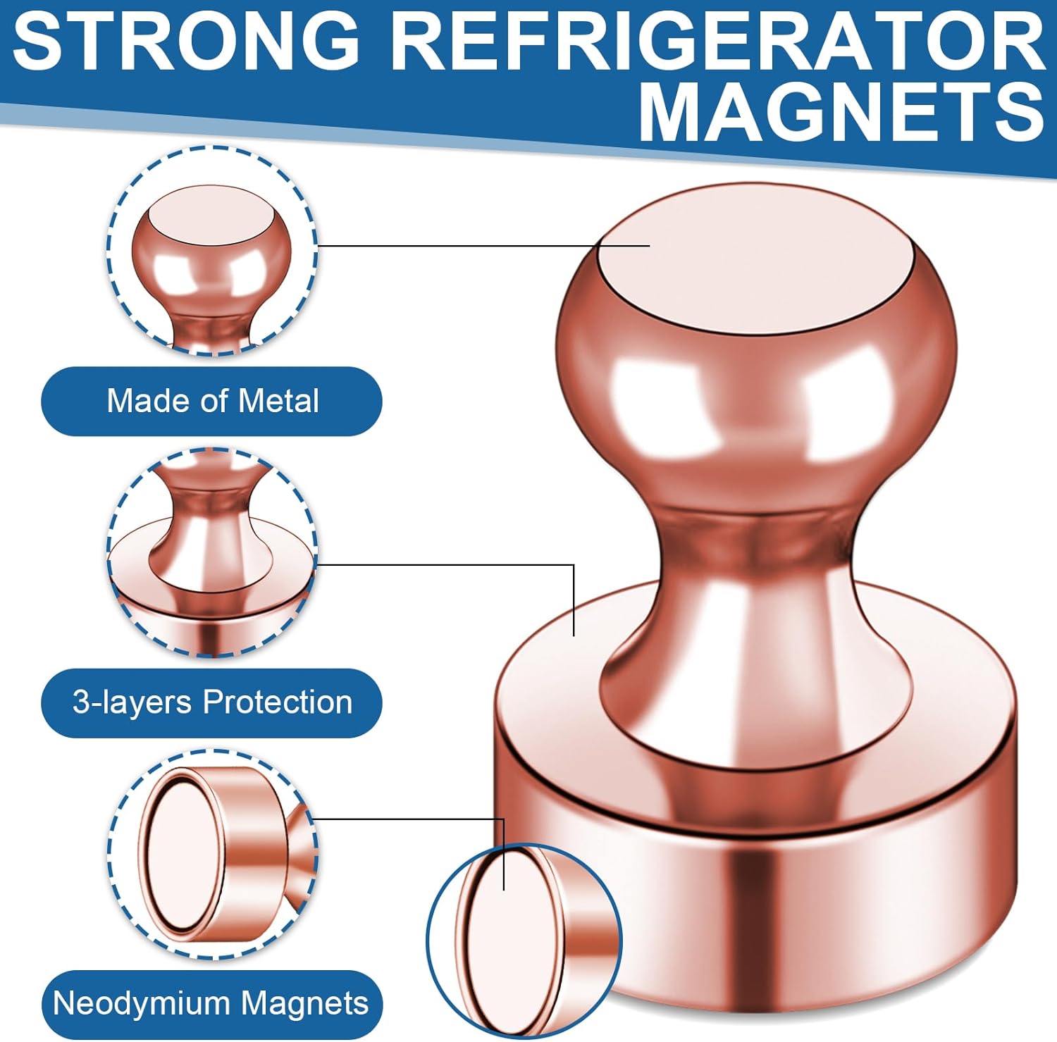 12Pcs Black Fridge Magnets, Small and Strong Magnets for Whiteboard - VINE GLOBAL