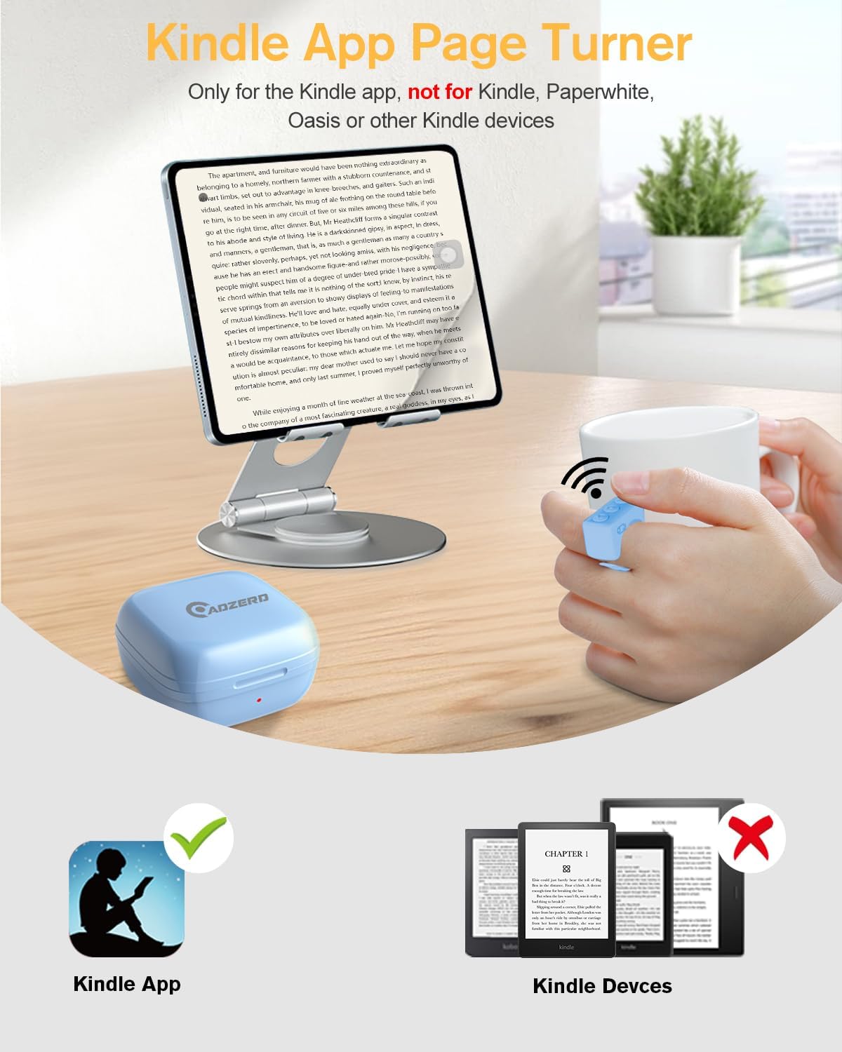 Remote Control for TikTok, Page Turner for Kindle App, Bluetooth Camera Video Recording Remote, Scrolling Ring for TIK Tok, iPhone, iPad, iOS, Android - Black - VINE GLOBAL