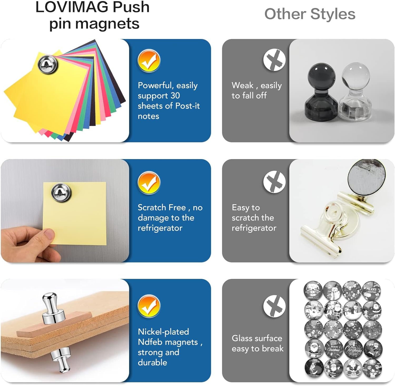 12Pcs Black Fridge Magnets, Small and Strong Magnets for Whiteboard - VINE GLOBAL