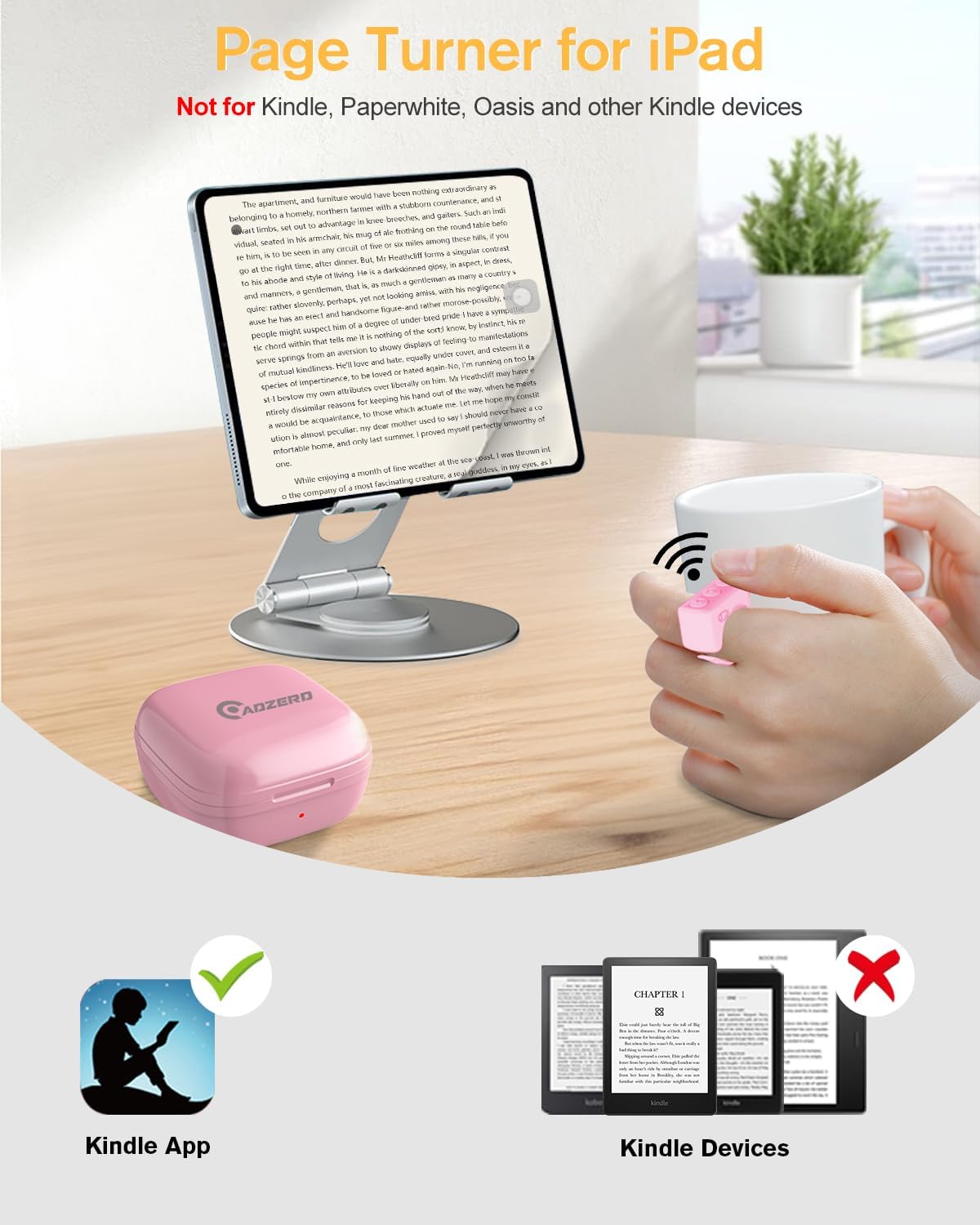 Remote Control for TikTok, Page Turner for Kindle App, Bluetooth Camera Video Recording Remote, Scrolling Ring for TIK Tok, iPhone, iPad, iOS, Android - Black - VINE GLOBAL