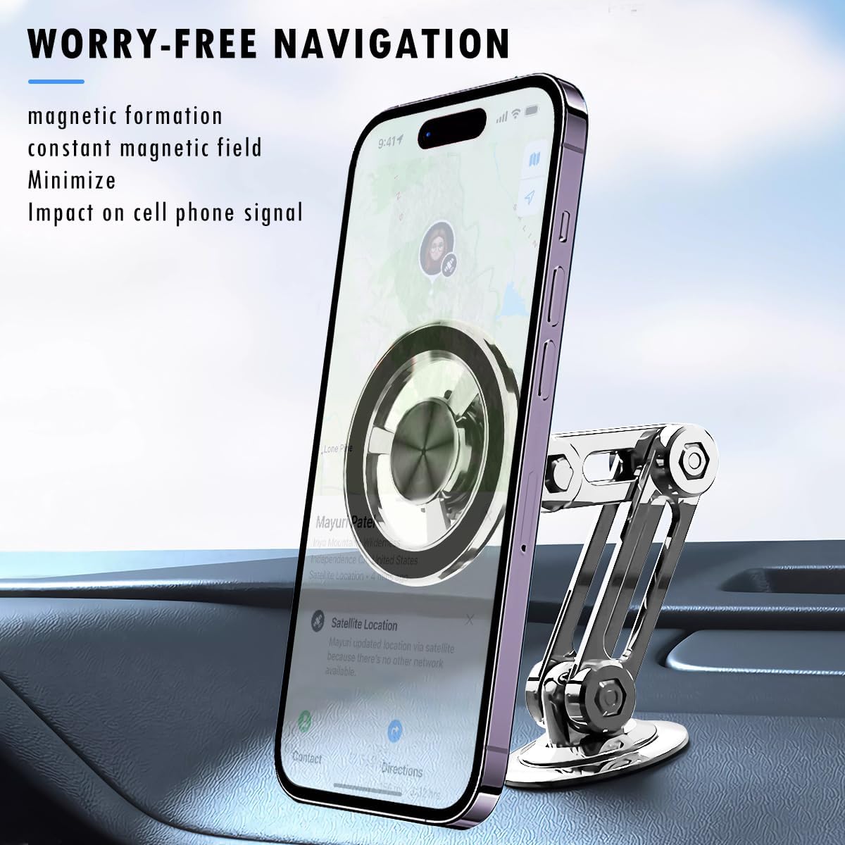 Universal 360° Magnetic Car Phone Holder| Alloy Folding Magnetic Cellphone Holder for All Smartphone - VINE GLOBAL