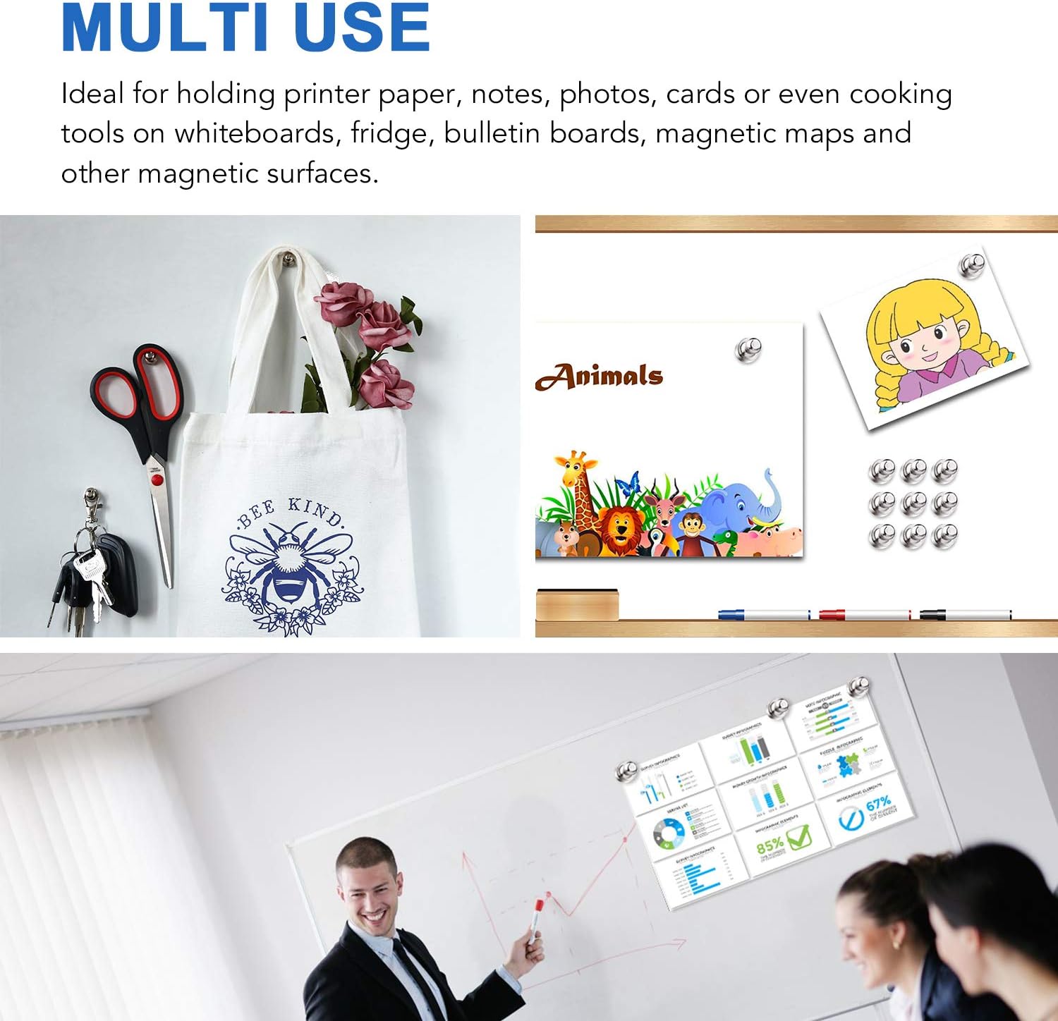 12Pcs Black Fridge Magnets, Small and Strong Magnets for Whiteboard - VINE GLOBAL