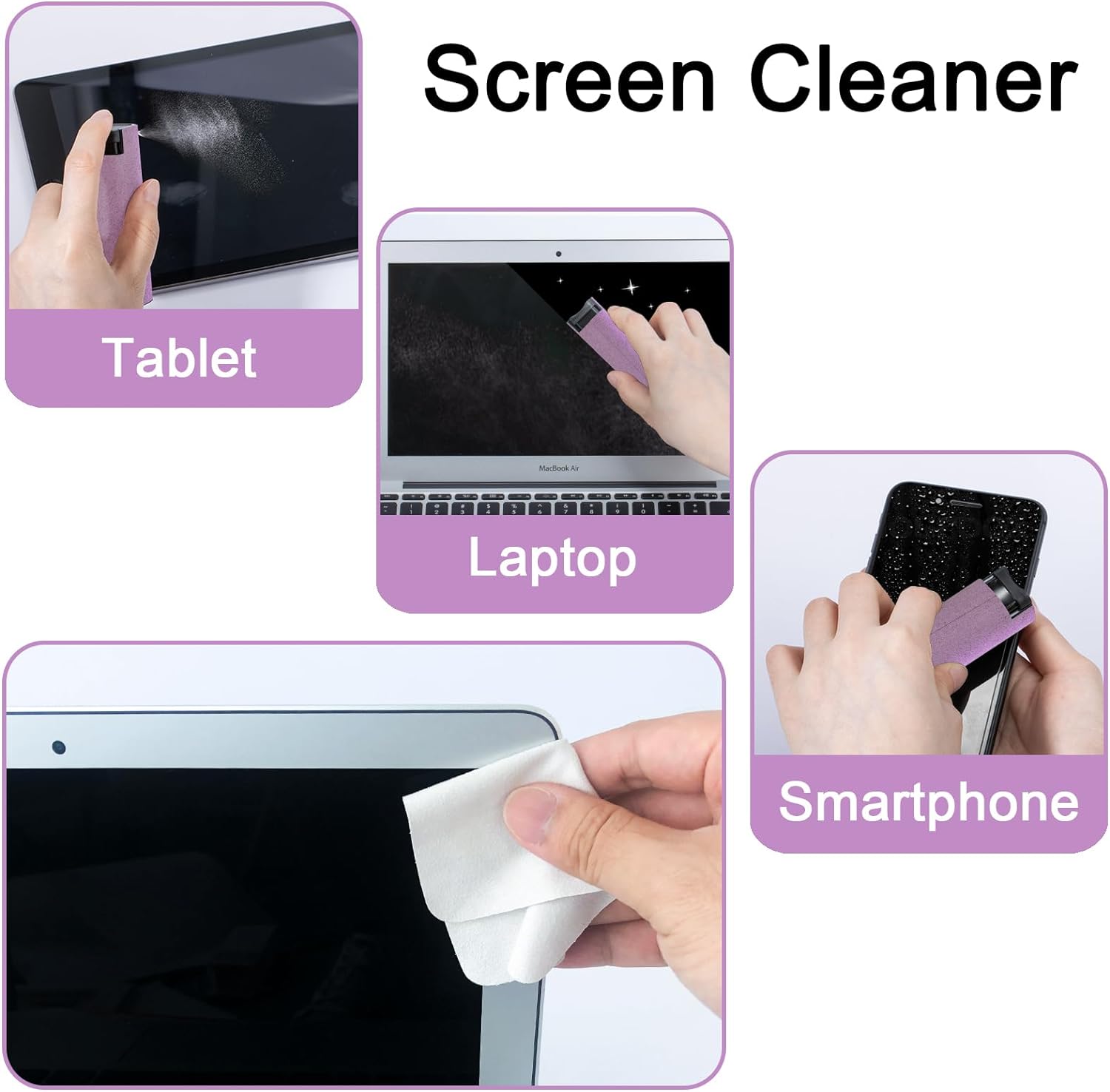 Car Screen Cleaner Spray, Electronic Touchscreen Mist Cleaning Brush Kit for TV, Laptop, iPad, iPhone, Cellphone, MacBook Pro, Tablet, PC, Computer, Monitor, LCD Screens, Eyeglasses - Cream - VINE GLOBAL