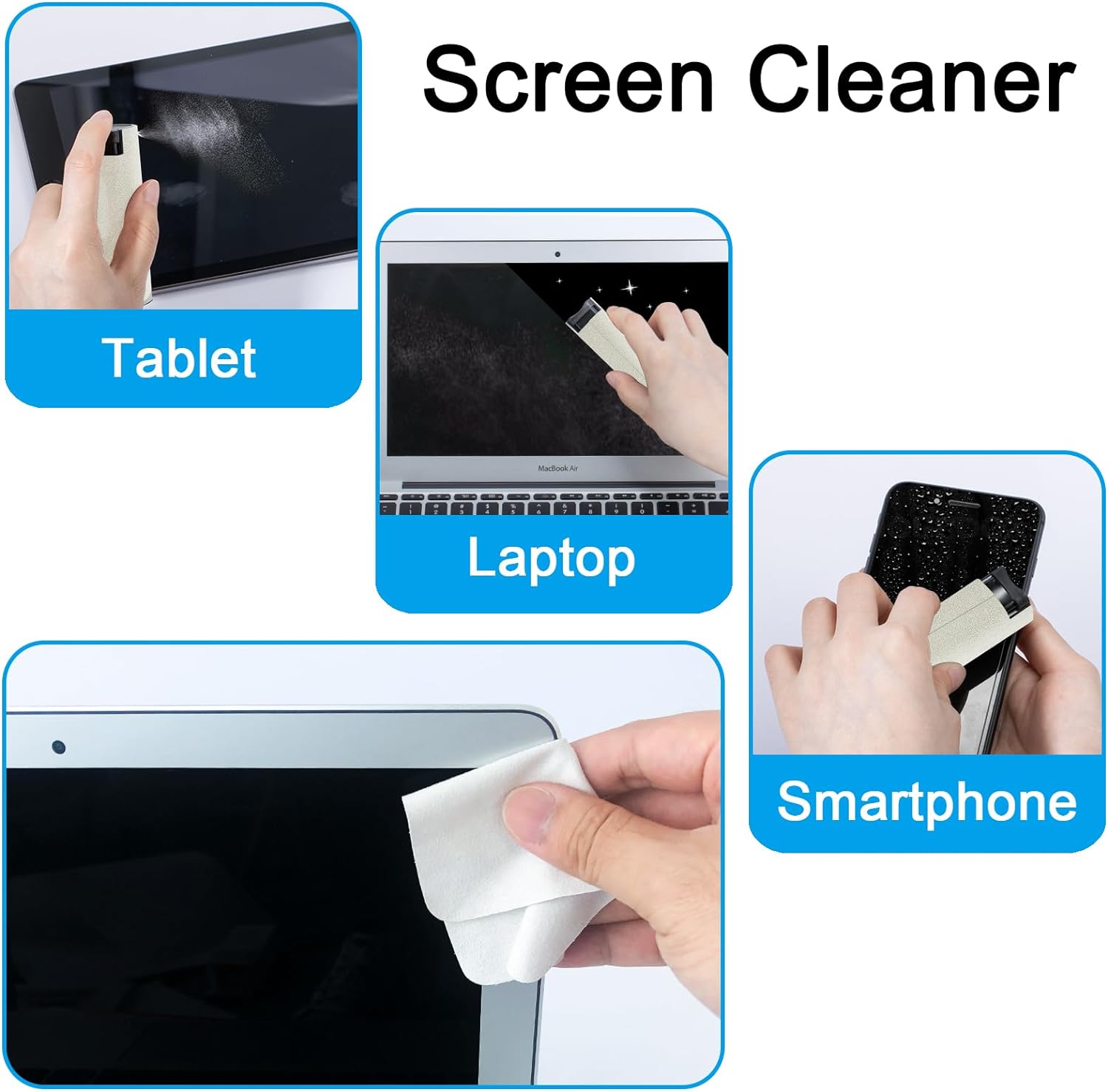 Car Screen Cleaner Spray, Electronic Touchscreen Mist Cleaning Brush Kit for TV, Laptop, iPad, iPhone, Cellphone, MacBook Pro, Tablet, PC, Computer, Monitor, LCD Screens, Eyeglasses - Cream - VINE GLOBAL