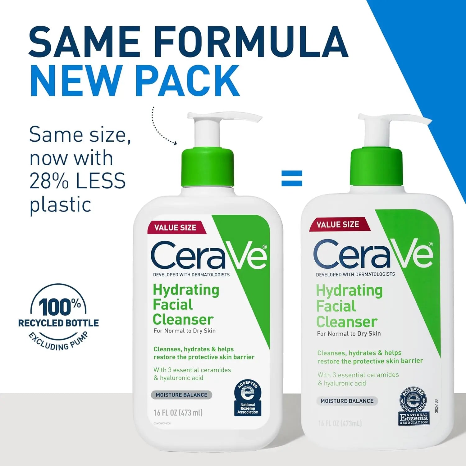 CeraVe Hydrating Cream-to-Foam Facial Cleanser with Hyaluronic Acid for Normal to Dry Skin, 3 fl oz Doba