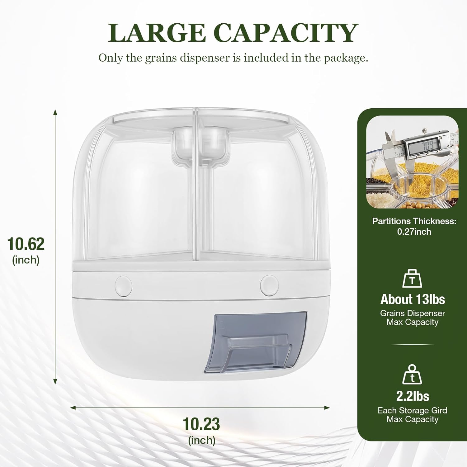 360° Rotating Grains Dispenser with Moisture Sealed Lid,6 Grids Food Dispenser - VINE GLOBAL