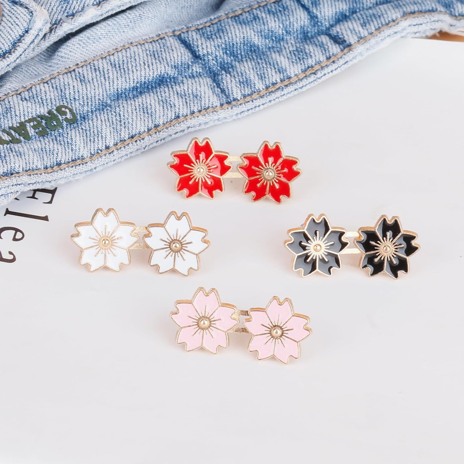Pant Waist Tightener, Detachable Jean Buttons for Loose Jeans, Adjustable Jean Buttons Pins, 4 Sets - VINE GLOBAL