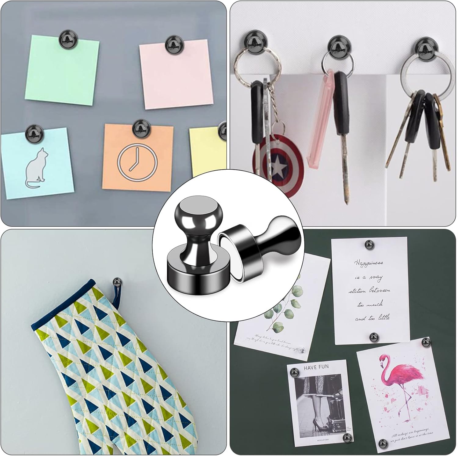 12Pcs Black Fridge Magnets, Small and Strong Magnets for Whiteboard - VINE GLOBAL