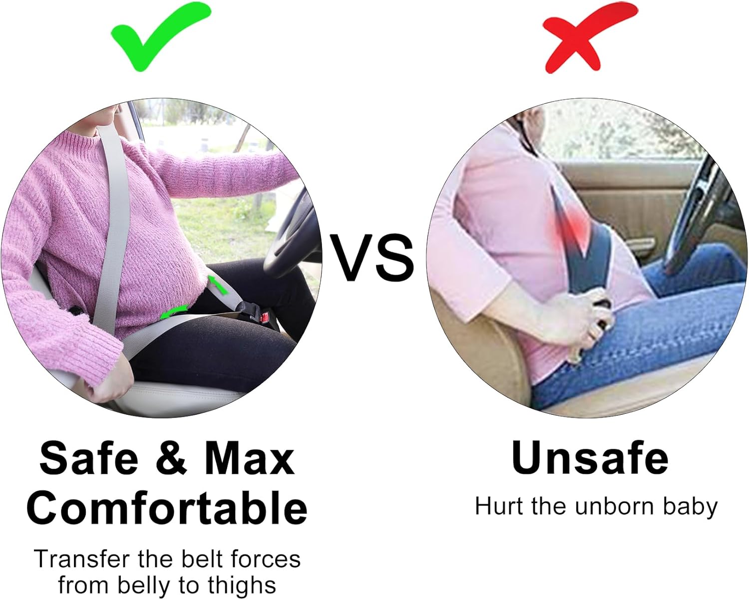 Pregnancy Car Seat Belt Bump Belt Adjuster Comfort and Safety Maternity Driving Straps with Super Soft Car Seat Belt Pad Cover for Mommy VINE GLOBAL