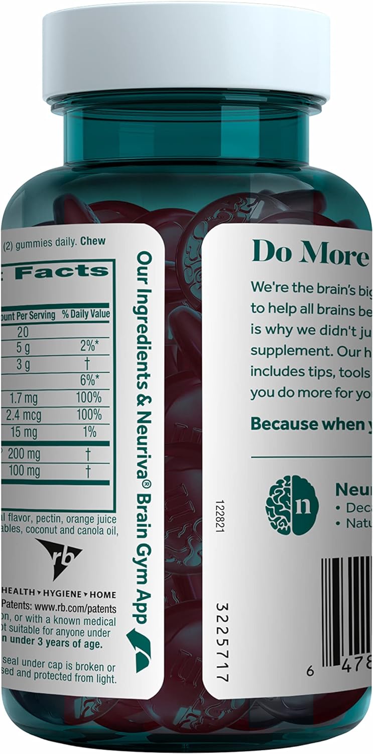 NEURIVA Plus Brain Supplement for Memory,Focus & Concentration+Cognitive Function with Vitamins B6 & B12 Gummies - VINE GLOBAL